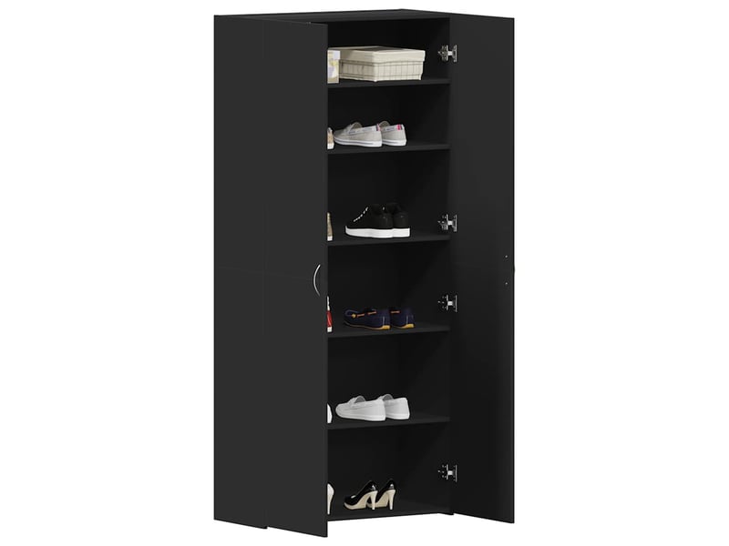 Meuble à chaussure, cabinet à chaussures 80x35.5x180 cm bois d'ingénierie noir shl6504 - Conforama C