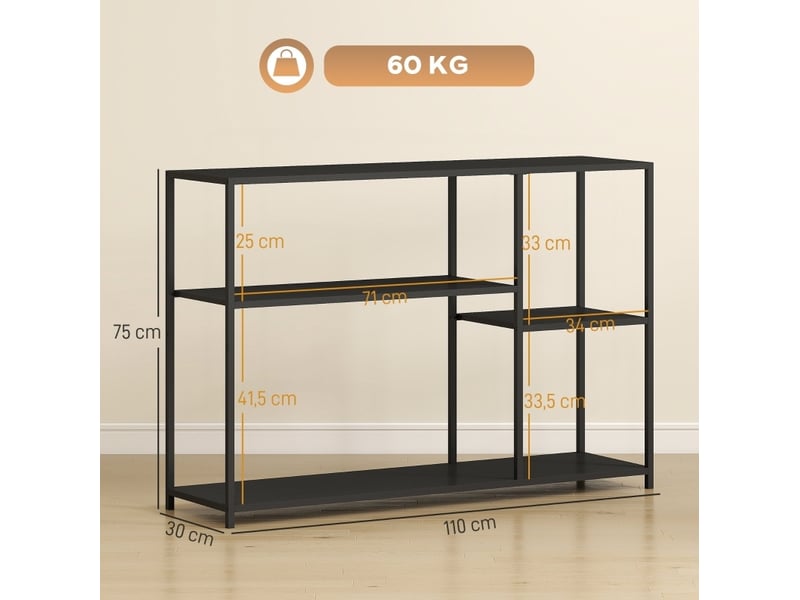  Table console 110x30x75 cm design industriel métal noir  - Conforama C