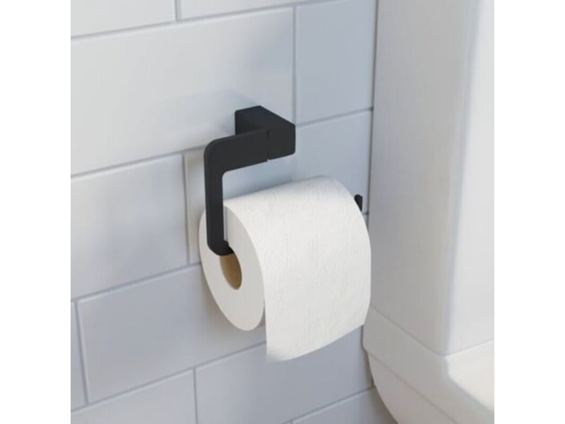  Salle de bain wc porte-rouleau de papier toilette carré noir mural élégant moderne  - Conforama A