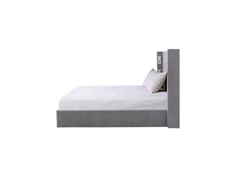  Lit coffre stan 3 140x190 cm tissu gris avec ouverture au pied et 2 lampes led usb a+c KTSTAN3MGREY140 - Conforama C