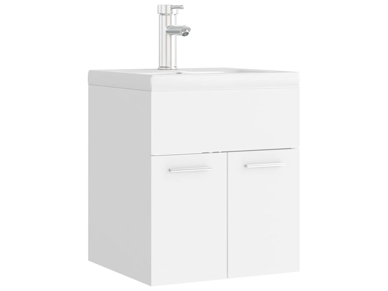 Armoire d'évier avec lavabo intégré, cabinet de salle de bain blanc bois d'ingénierie cf65593 - Conforama A