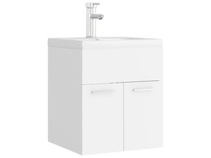 Armoire d'évier avec lavabo intégré, cabinet de salle de bain blanc bois d'ingénierie cf65593