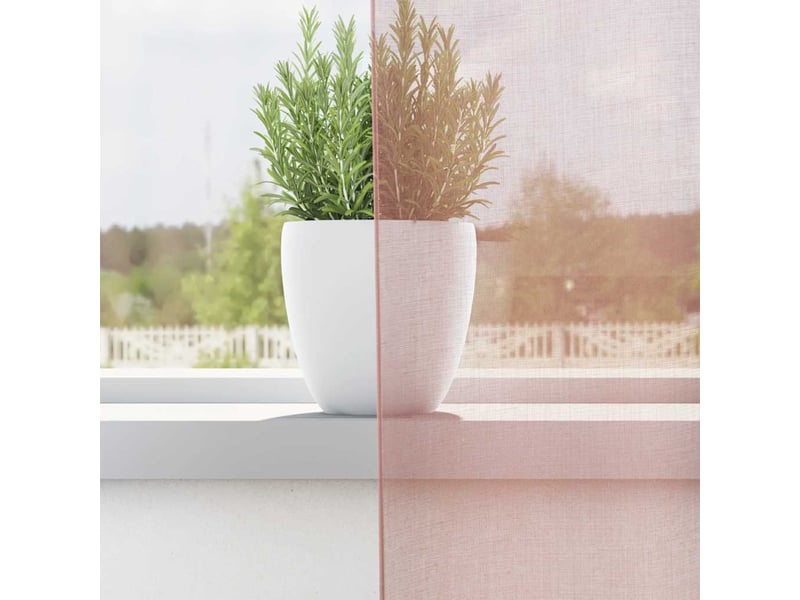 Lot de 2 rideaux en voile, voilages avec œillets rose 140x225 cm cf44399 - Conforama C