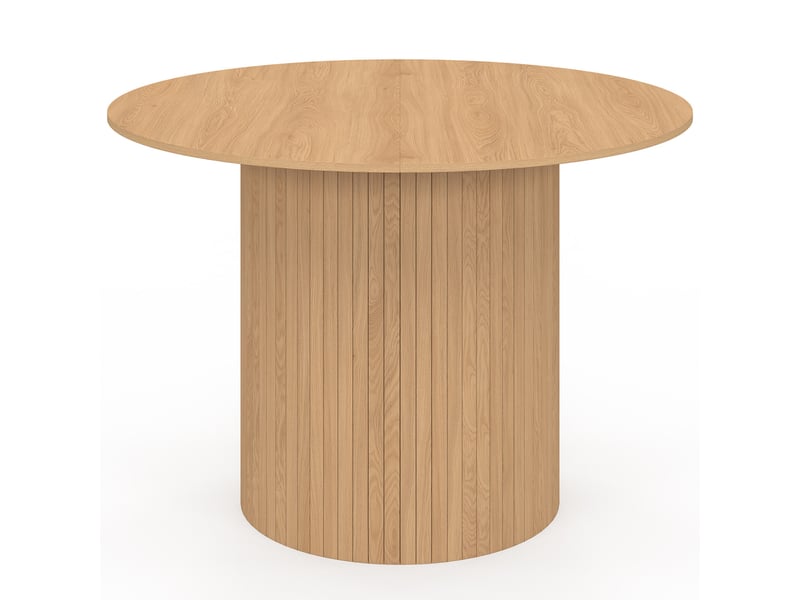 Table à manger ronde juliette 6 personnes pied central effet lattes 110 cm - Conforama C