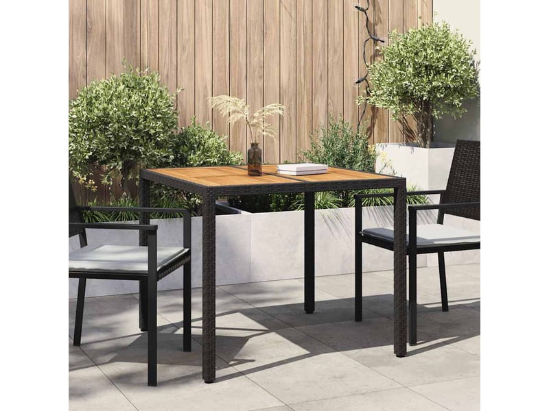  Table de jardin, table d'extérieur noir 90 x 90 x 75 cm polyrotin  - Conforama B