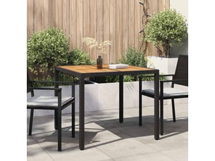 Table de jardin, table d'extérieur noir 90 x 90 x 75 cm polyrotin cf40730