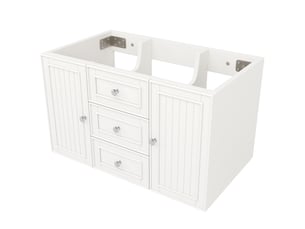 Meuble sous vasque suspendu 78 5x46x46 8 cm blanc mdf métal 3 tiroirs rangement salle de bain