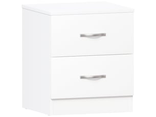 Table de chevet riano, commode de nuit, chambre, rangement, 47x40x36cm, 2 tiroirs, blanc