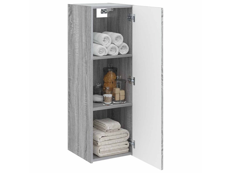  Cabinet salle de bain mural, meuble de rangement sonoma gris 33x34.5x60 cm shl2865  - Conforama C