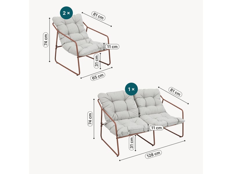  Ensemble de meubles de jardin kivanta 5 pièces rouille beige [en.casa] Kivanta - Conforama D