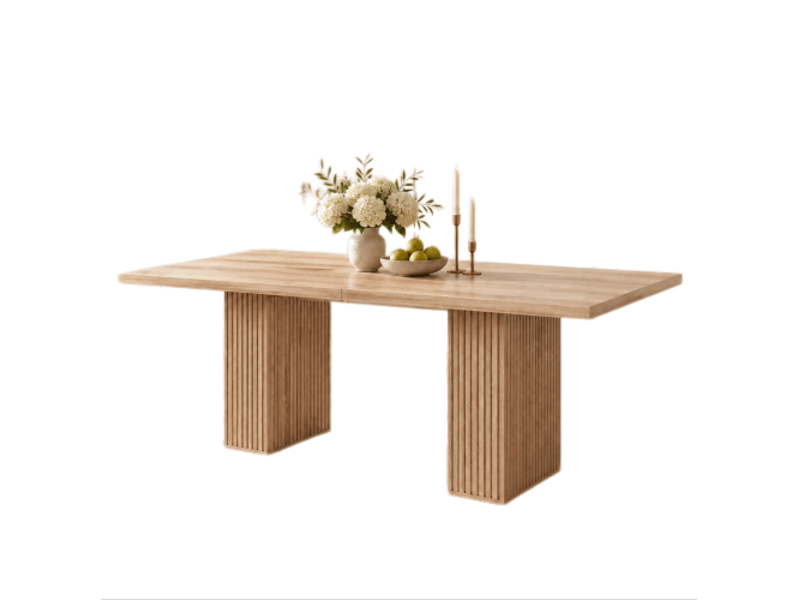  Table à manger extensible 150-190x90x75cm pour 6 à 8 personnes, avec rangement et plateau épais, style scandinave, effet chêne evarich - Conforama A