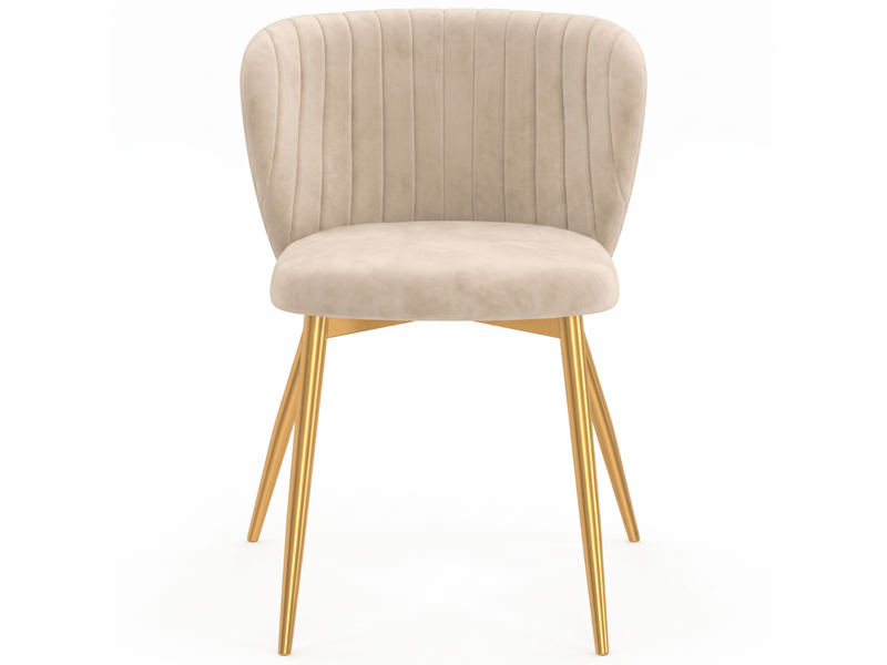  Lot de 6 chaises kasia en velours beige pieds dorés  - Conforama D
