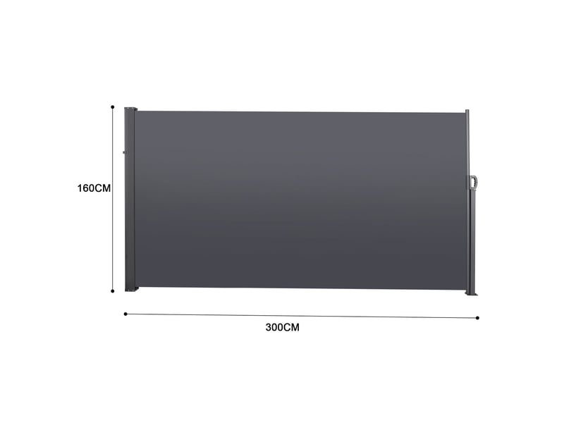 Parasol 160 x 300 cm toile latérale extensible protection visuelle protection contre le vent imperméable protection solaire gris - Conforama C