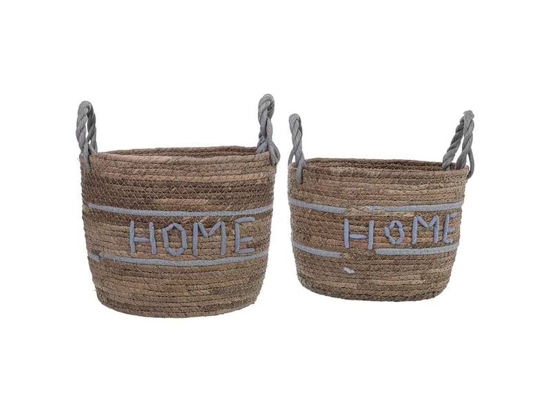  Lot de 2 paniers en fibre naturelle marron d30x23,5, d27x19,5 h cm  - Conforama B