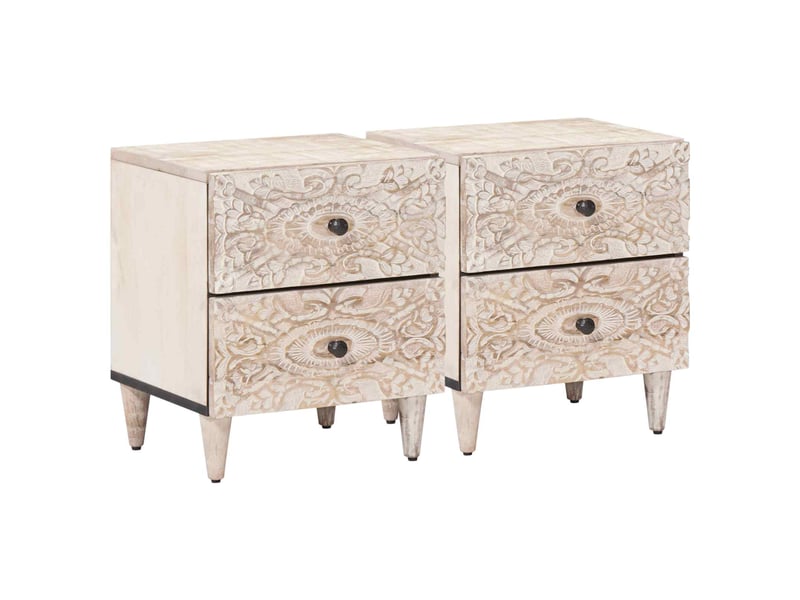  Table de chevet avec tiroir 2 pièces blanc 40 x 33,5 x 46 cm  - Conforama B