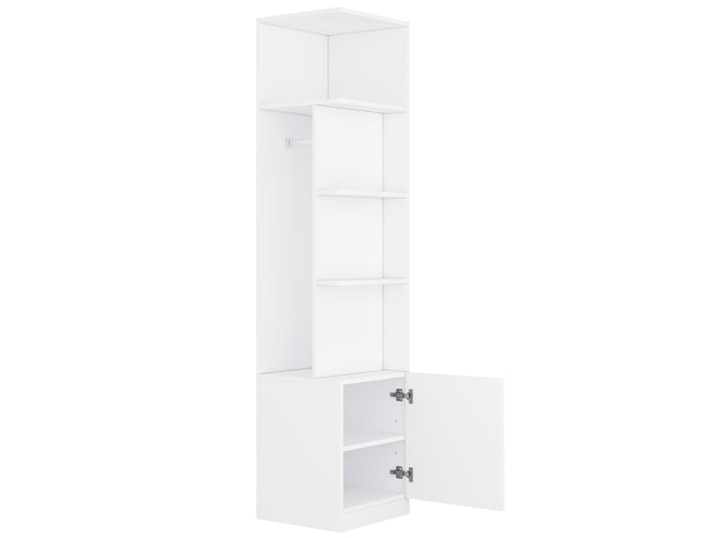  Armoire 5 portes, 3 tringles, 4 tiroirs 225x45x200 cm blanche  - Conforama E