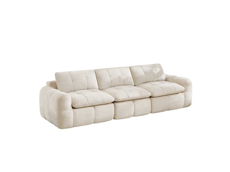 Canapé modulable 3 places 264x97x68 cm en chenille beige - Conforama A