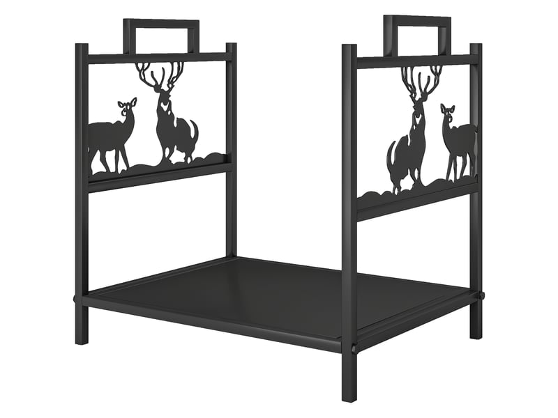  Porte-bûches intérieur en métal noir, motif renne, capacité 50 kg, 42,5 x 33,5 x 43 cm  - Conforama B