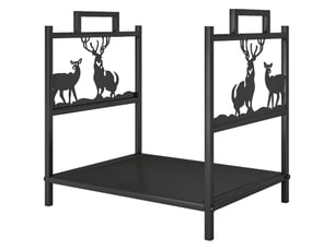 Porte-bûches intérieur en métal noir, motif renne, capacité 50 kg, 42,5 x 33,5 x 43 cm