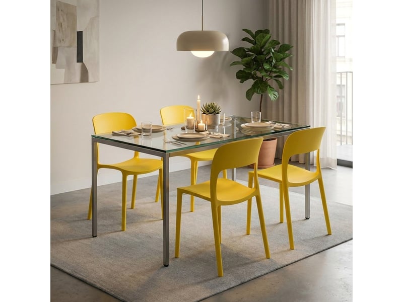 Lot de 2 chaises empilables intérieur et extérieur sirolo - jaune - Conforama B