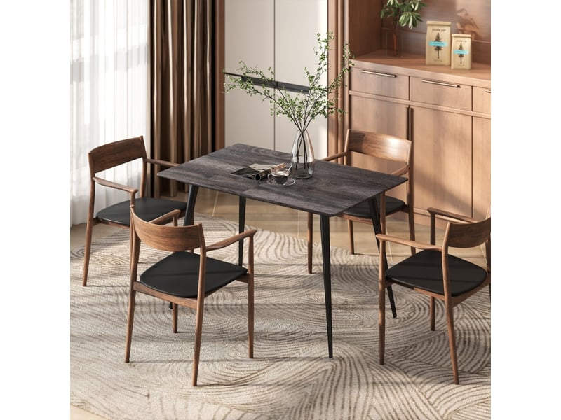 Table de salle à manger extensible 6 à 8 personnes avec rallonge en bois 120-160×75×77 cm gris - Conforama C