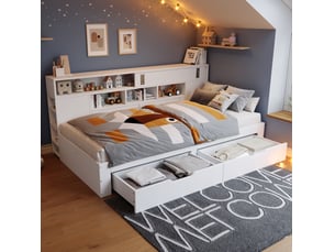 Lit avec rangement 140x200 cm coloris blanc