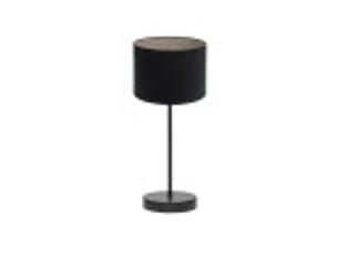 Fabrilamp tania lampe à poser noir effet bois gris, abat-jour textile effet bois, 1 x e14, 42 cm