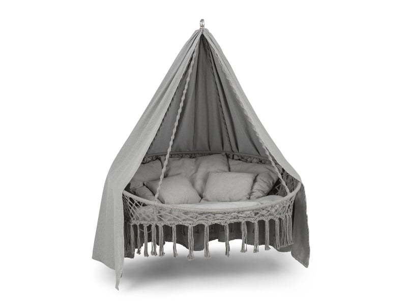 Blumfeldt ischia siège suspendu pour intérieur ou exterieur , coussin d assise 115 cm (ø), charge 300 kg , poly-coton gris clair GDM11-Ischia - Conforama A