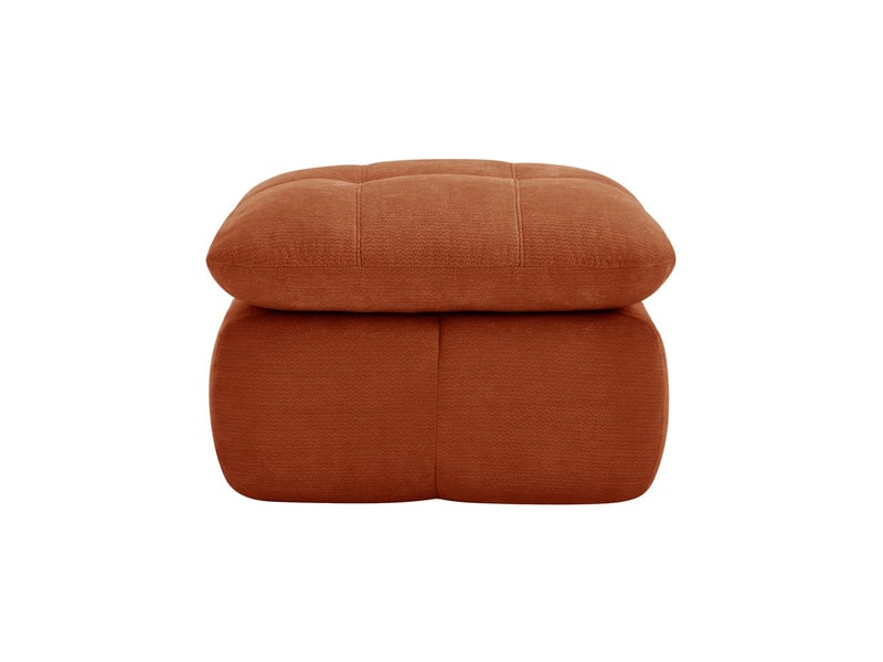  Pouf repose-pieds, coloris orange, matière chenille, dimensions : 72.5 x 63 x 50 cm  - Conforama A