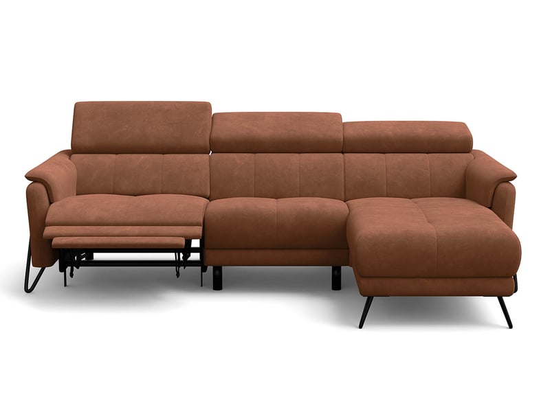  Canapé d'angle 4 places roden avec relax, tissu velours marron RODEN - Conforama C