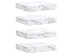 Lot de 4 étagères murales, étagères flottantes, étagères suspendues marbre blanc 23 x 23,5 x 3,8 cm cf41869