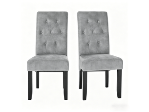 Lot de 2 chaises de salle à manger dossier haut, pieds en bois, gris clair