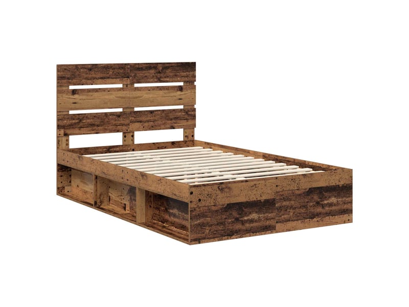 Lit double- lit adulte - cadre de lit bois ancien 120 x 190 cm bois de pin massif - Conforama C