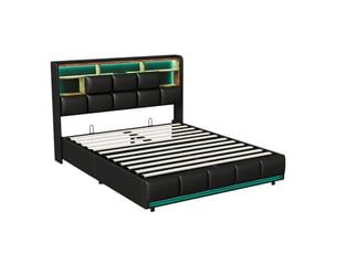 Lit coffre 140x190 cm SANS MARQUE coloris noir