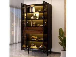 Vitrine coloris noir 4 étagère(s) EVRYAE   - 70 cmx170 cm
