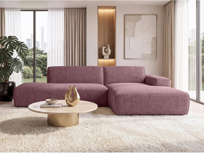  Canapé d'angle moderne didim duo, 288 cm, couleur rose, revętement en chenille d Didim Duo - Conforama C