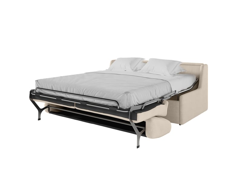 Canapé convertible express 3 pl agathe 140x190cm en velours côtelé beige - matelas 13cm AGATHE - Conforama C