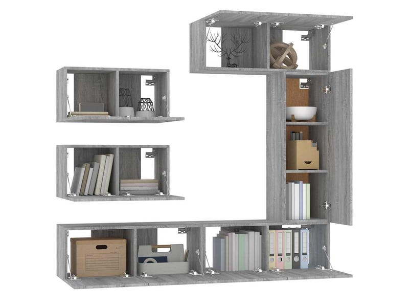  Ensemble de meubles tv 6 pcs sonoma gris bois d'ingénierie shl56240  - Conforama D