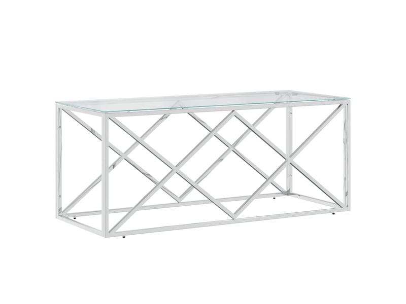  Table basse - table de salon - table à thé 110x45x45 cm acier inoxydable et verre  - Conforama A