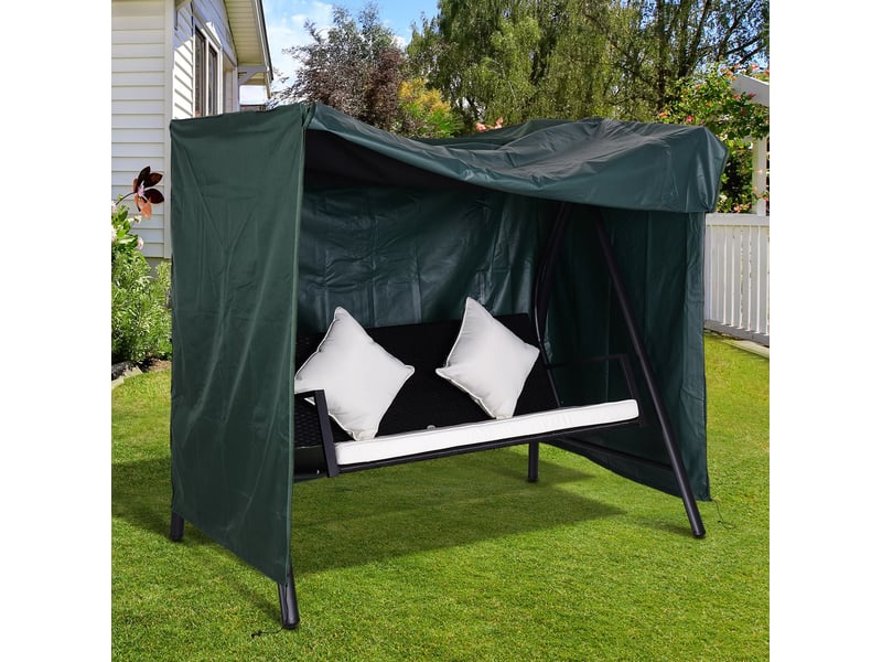 Housse de protection pour balançoire de jardin 205 x 124 x 164 cm vert foncé, polyester imperméable - Conforama B