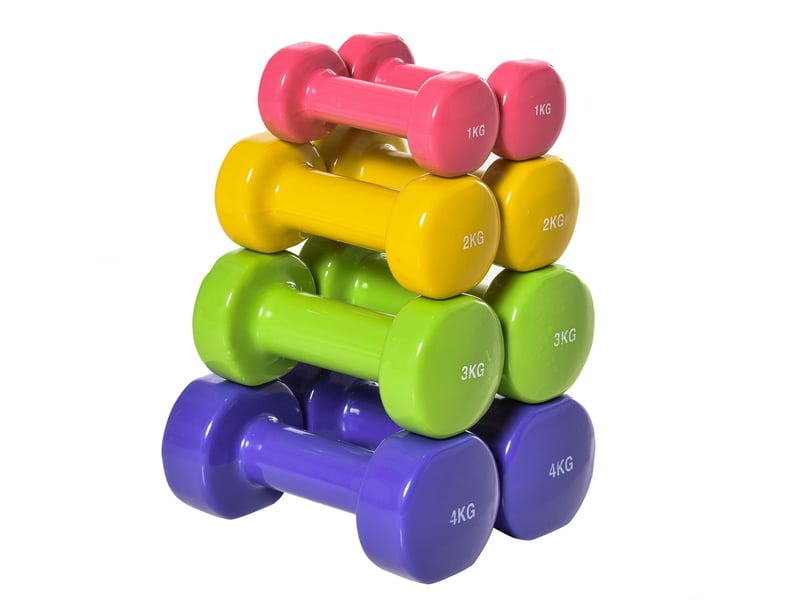 Ensemble d'haltères hexagonaux total 20 kg lot de 8 haltères courts de gym avec revêtement en polyuréthane multicolore - Conforama B