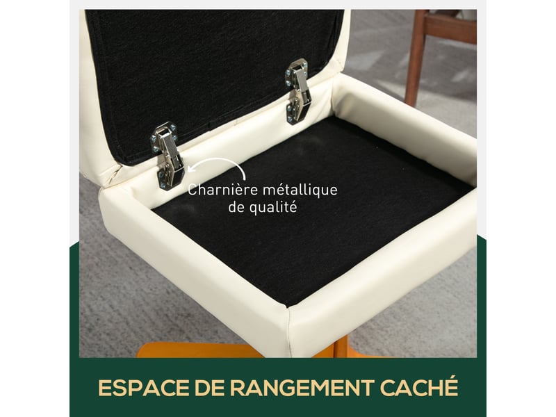  Fauteuil relax avec repose-pieds pivotant inclinable pu crème 80 x 86 x 99 cm  - Conforama E