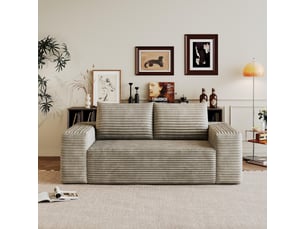 Canapé 3 places - 180x90x83cm - canapé droit en velours côtelé avec assise profonde & structure mousse - camel