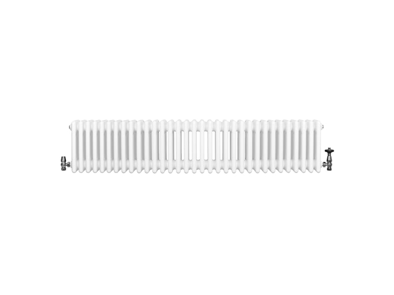 Radiateur traditionnel à 4 colonnes & vannes 300 x 1505 mm en acier carbone blanc chauffage central horizontale monté sur mur [brosse de nettoyage & 40568 - Conforama B