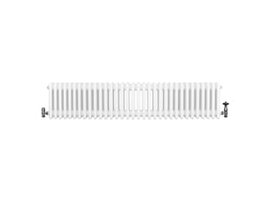 Radiateur traditionnel à 4 colonnes & vannes 300 x 1505 mm en acier carbone blanc chauffage central horizontale monté sur mur [brosse de nettoyage &