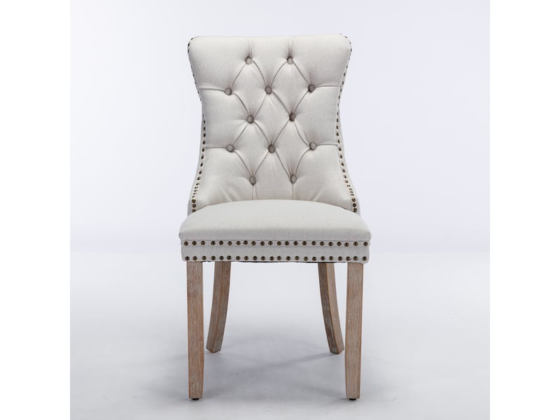  Lot de 2 chaises de salle à manger beiges, pieds en bois massif W3223P403720 - Conforama A
