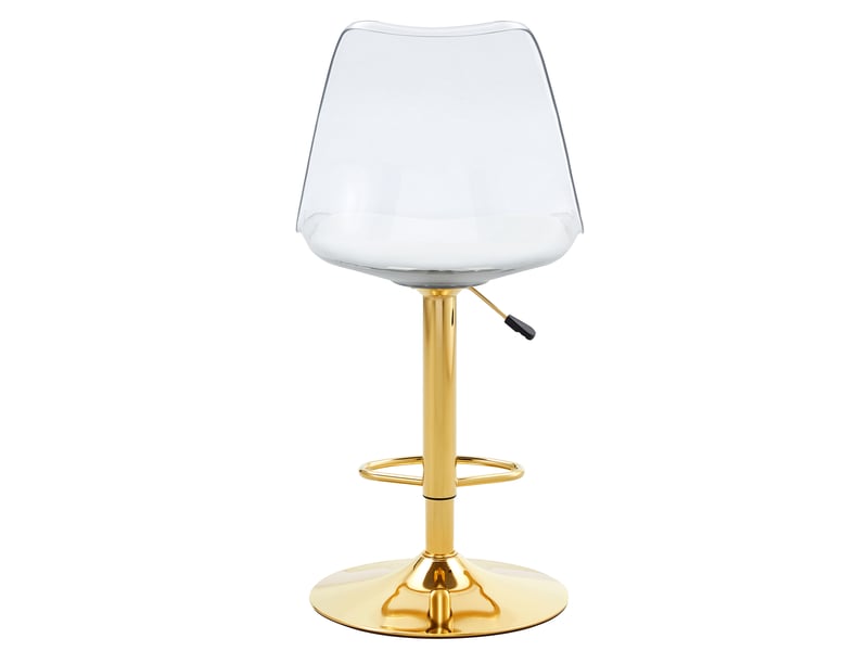  Lot de 2 tabourets de bar réglables,45,7x53,3 cm,avec dossier transparent doré,pu,blanc  - Conforama D