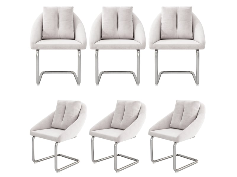  Lot de 6 chaises de salle à manger pivotantes en velours beige  - Conforama A
