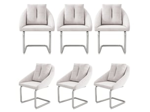 Lot de 6 chaises de salle à manger pivotantes en velours beige