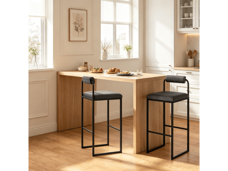  Tabourets de cuisine modernes avec dossier - ensemble de 2, pour bar et café  - Conforama E
